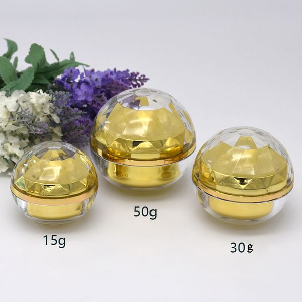 15g spherical diamond shaped cream jars gold silver acrylic cosmetic container empty makeup sample pot
15g spherical diamond shaped cream jars gold silver acrylic cosmetic container empty makeup sample pot