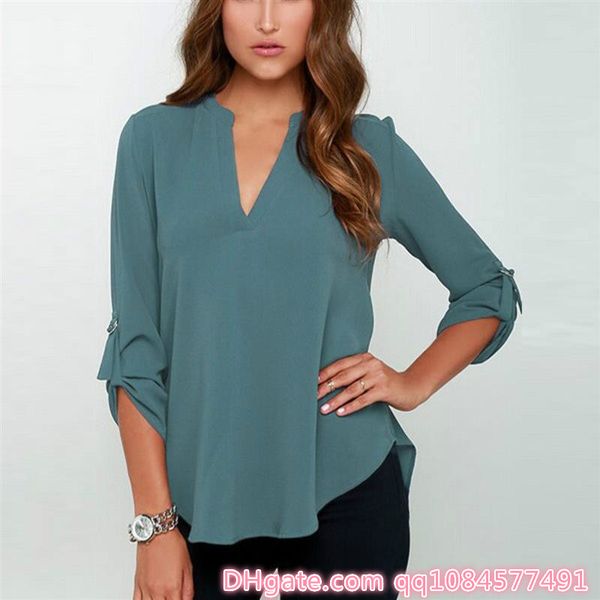 2019 loose v neck women long sleeve low cut ladies t shirts blouse with chiffon material for women tm2008, White
2019 loose v neck women long sleeve low cut ladies t shirts blouse with chiffon material for women tm2008, White