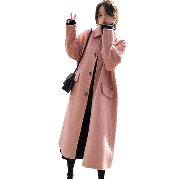 plus size women's woolen coat medium long fashion korean loose over-the-knee hepburn wind winter woolen coats women's overcoat, Black
plus size women's woolen coat medium long fashion korean loose over-the-knee hepburn wind winter woolen coats women's overcoat, Black