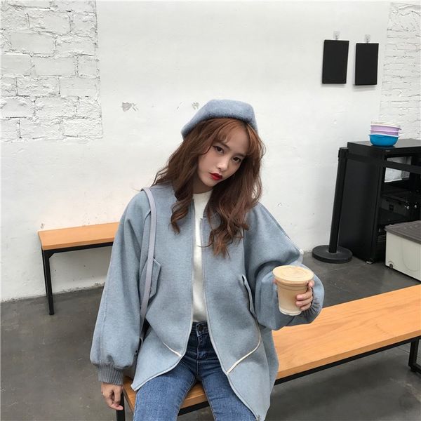 new autumn winter fashion baseball collar long woolen coat women batwing sleeve loose coats o-neck solid casual outerwear, Black
new autumn winter fashion baseball collar long woolen coat women batwing sleeve loose coats o-neck solid casual outerwear, Black