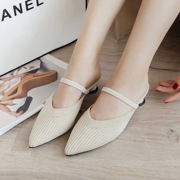 low heel slippers women summer breathable knit mules shoes stretch fabric pointed toe slippers women elastic band sandals, Black
low heel slippers women summer breathable knit mules shoes stretch fabric pointed toe slippers women elastic band sandals, Black