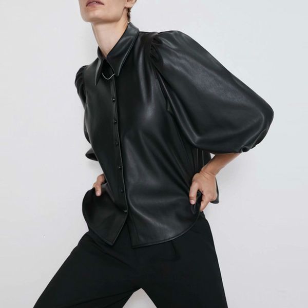deat 2020 autumn new puff sleeve short blouse women fashion button solid faux leather shirts ladies casual black mg975, White
deat 2020 autumn new puff sleeve short blouse women fashion button solid faux leather shirts ladies casual black mg975, White