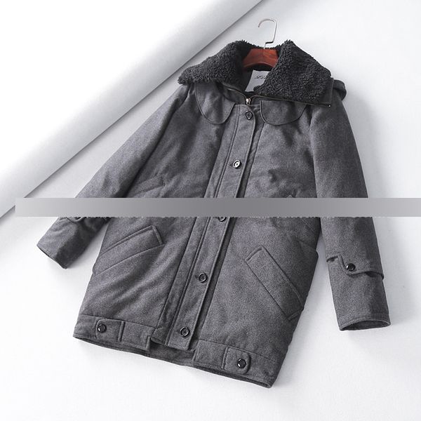 40c12 autumn and winter new products simple versatile wool coat fold-down collar hooded down jacket women's, Black;white
40c12 autumn and winter new products simple versatile wool coat fold-down collar hooded down jacket women's, Black;white