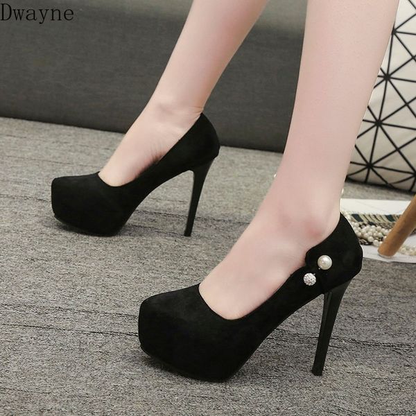 2019 spring and autumn new european and american fashion ultra high with single shoes round red wedding shoes women, Black
2019 spring and autumn new european and american fashion ultra high with single shoes round red wedding shoes women, Black