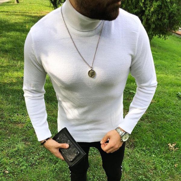 men's slim casual knit winter warm turtleneck sweater solid color pullover knitwear jumper high quality, White;black
men's slim casual knit winter warm turtleneck sweater solid color pullover knitwear jumper high quality, White;black