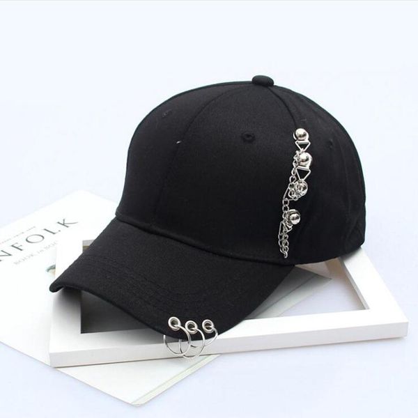 missky 2019 summer women men baseball cap solid black white color cool all match chain iron ring female male hiphop hats, Blue;gray
missky 2019 summer women men baseball cap solid black white color cool all match chain iron ring female male hiphop hats, Blue;gray