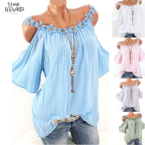 5xl large size 2020 polyester summer plus size women flare sleeve casual loose tee shirts off shoulder strap lace splice, White 
5xl large size 2020 polyester summer plus size women flare sleeve casual loose tee shirts off shoulder strap lace splice, White