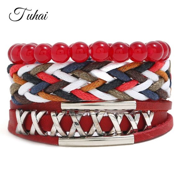 3pcs/set red color beads charms bohemia woven men leather bracelets women vintage bangle male homme jewelry accessories, Golden;silver
3pcs/set red color beads charms bohemia woven men leather bracelets women vintage bangle male homme jewelry accessories, Golden;silver