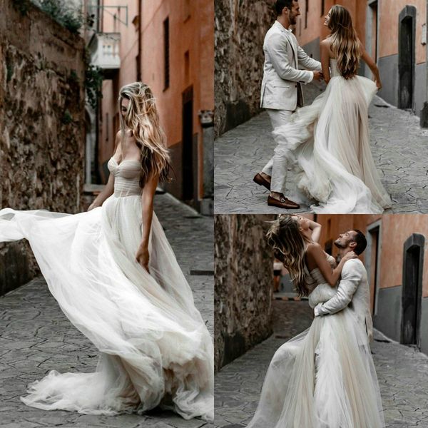 bohemian wedding dresses sweetheart tulle lace a line vestidos de novia custom made beach boho wedding dress, White
bohemian wedding dresses sweetheart tulle lace a line vestidos de novia custom made beach boho wedding dress, White