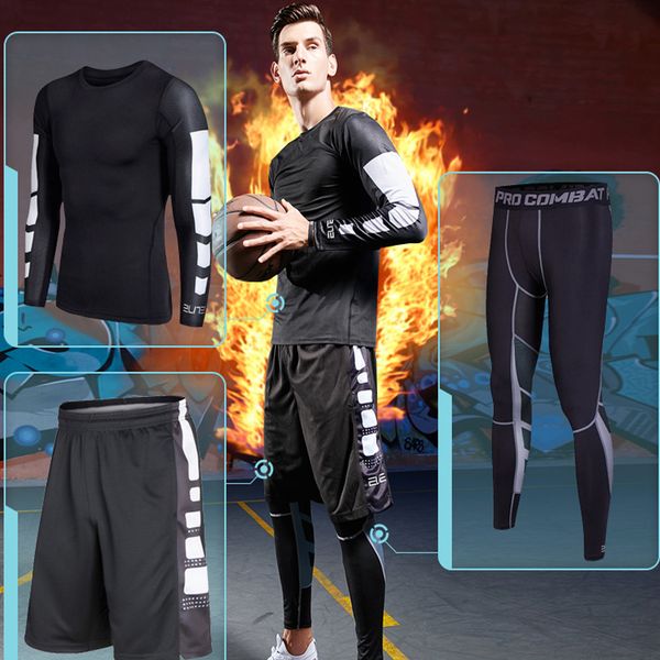 bintuoshi men gym fitness clothing sportswear male gym running sets basketball jerseys training suit compression kits, Black;blue
bintuoshi men gym fitness clothing sportswear male gym running sets basketball jerseys training suit compression kits, Black;blue