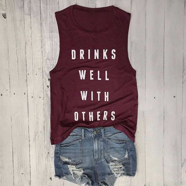 women casual tees drinks well with others tank dark grey summer casual letter printed sleeveless tank home clothing an2881, Blue;gray
women casual tees drinks well with others tank dark grey summer casual letter printed sleeveless tank home clothing an2881, Blue;gray