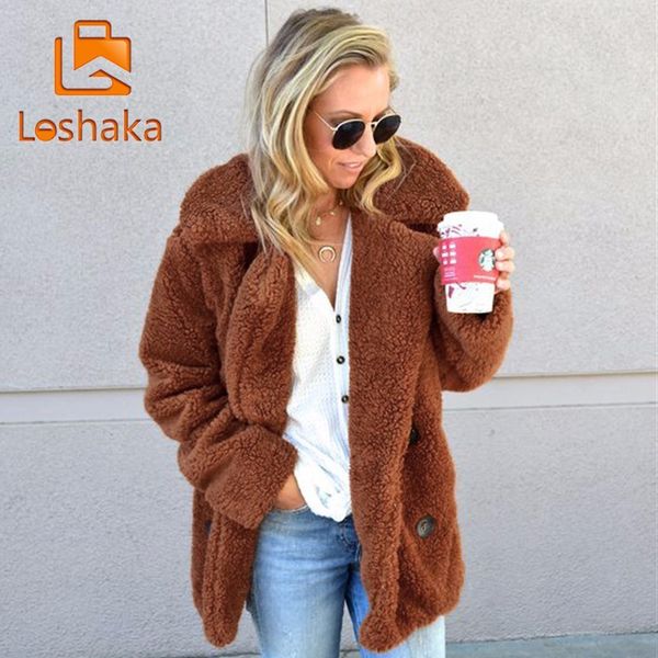 loshaka winter plus size fleece faux fur jacket coat women pockets thicken teddy coat female plush overcoat casual outerwear, Black
loshaka winter plus size fleece faux fur jacket coat women pockets thicken teddy coat female plush overcoat casual outerwear, Black