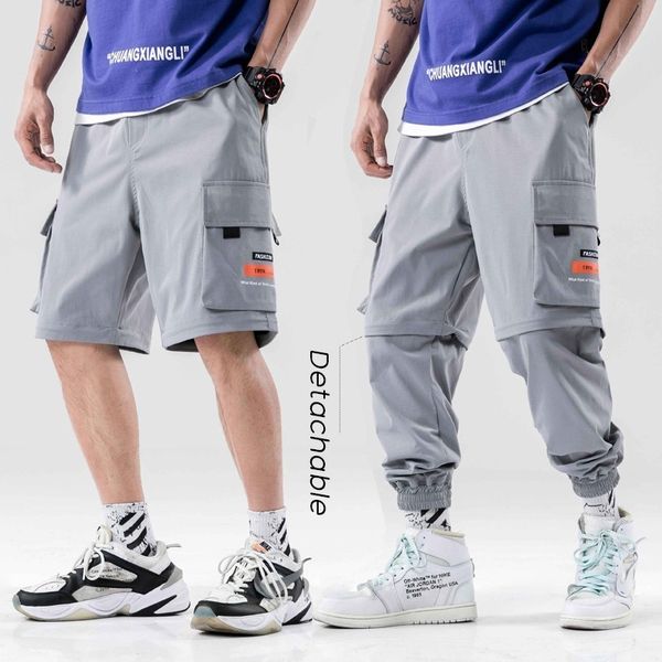 men's joggers fashion cargo detachable pants mutil pockets bandages feet casual sweatpants hip hop swag harem trousers men, Black
men's joggers fashion cargo detachable pants mutil pockets bandages feet casual sweatpants hip hop swag harem trousers men, Black
