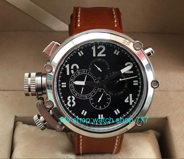 50mm black dial left hand type automatic self-wind movement multi-function luminous men's watches pa64-p8, Slivery;brown
50mm black dial left hand type automatic self-wind movement multi-function luminous men's watches pa64-p8, Slivery;brown