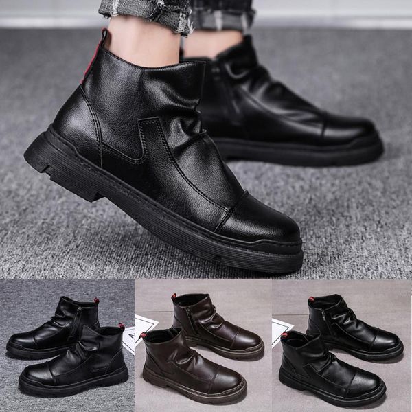 men's fashion pu leather retro workwear boots simple black solid side zipper handsome boots retro booties botas de hombre
men's fashion pu leather retro workwear boots simple black solid side zipper handsome boots retro booties botas de hombre