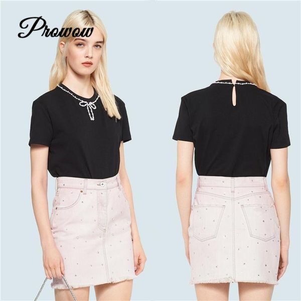 2020 summer new pearl bowknot bead necklace o-neck black white short sleeve t-shirt casual clothes
2020 summer new pearl bowknot bead necklace o-neck black white short sleeve t-shirt casual clothes