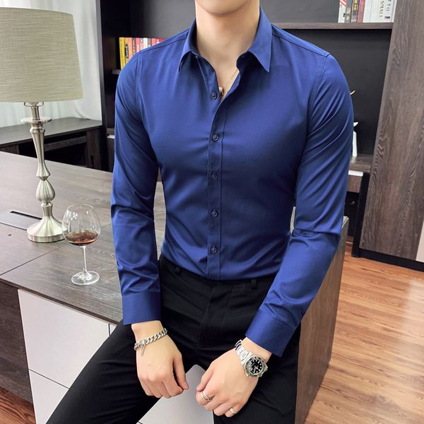 men's casual shirt slim fit men's casual solid color business shirt long sleeve formal dress shirts men male clothing camisa, White;black
men's casual shirt slim fit men's casual solid color business shirt long sleeve formal dress shirts men male clothing camisa, White;black