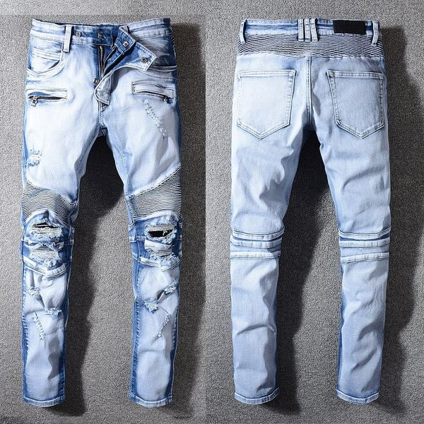 20s new bal mens distressed ripped biker jeans slim fit motorcycle biker denim for men fashion designer hip hop mens jeans good quality, Blue
20s new bal mens distressed ripped biker jeans slim fit motorcycle biker denim for men fashion designer hip hop mens jeans good quality, Blue