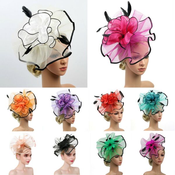 

Classic Vintage Headband 3D Flower Races Wedding Party Styling Tools Retro Mesh Feather Womens Ladies Hairband Hair Accessories
