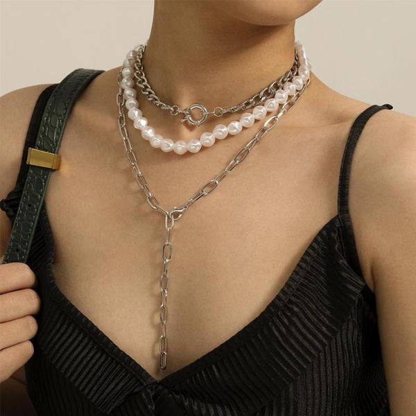 lacteo steampunk multi layered imitation pearl clavicle chain choker necklace street hip hop long collor chian simple necklace, Golden;silver
lacteo steampunk multi layered imitation pearl clavicle chain choker necklace street hip hop long collor chian simple necklace, Golden;silver