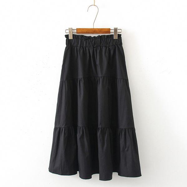 summer women's 2019 knee length korean elegant elastic waist high waist skirt ladies preppy style female a-line skirt, Black
summer women's 2019 knee length korean elegant elastic waist high waist skirt ladies preppy style female a-line skirt, Black
