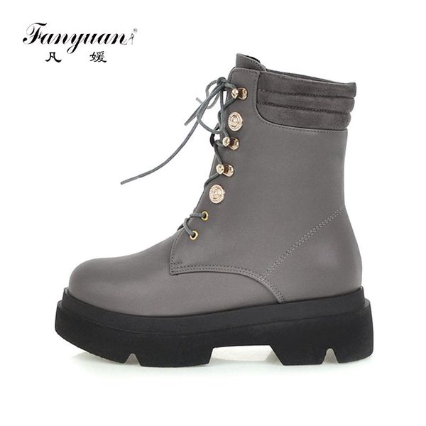 fanyuan fashion thick bottom boots solid lace-up rivet motorcycle boots women platform flat ankle warm winter shoes, Black
fanyuan fashion thick bottom boots solid lace-up rivet motorcycle boots women platform flat ankle warm winter shoes, Black