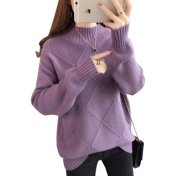 2019 autumn winter women korean style solid knit pullovers sweater female half turtleneck loose outerwear jumper k129, White;black
2019 autumn winter women korean style solid knit pullovers sweater female half turtleneck loose outerwear jumper k129, White;black