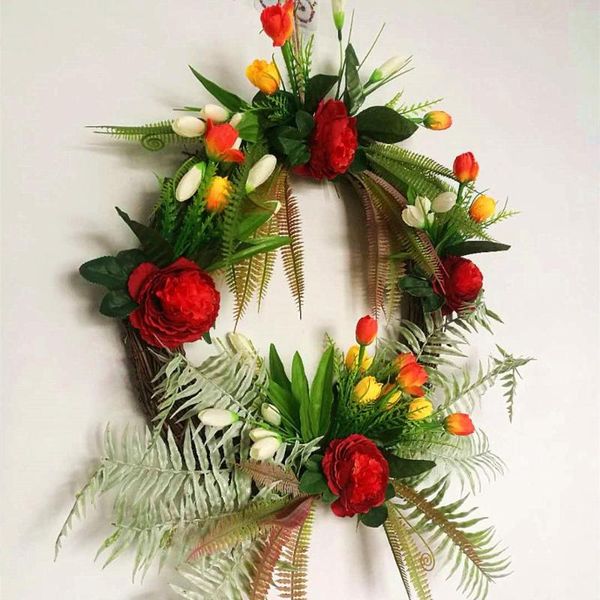 artificial flower wreath garland home wall hanging door decor tulip garland red rose retro fake flowers
artificial flower wreath garland home wall hanging door decor tulip garland red rose retro fake flowers