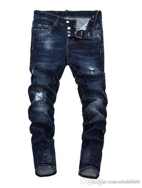 european standing men's jeans, men's jeans, a pair of skinny jeans and black embroidered skulls#131, Blue
european standing men's jeans, men's jeans, a pair of skinny jeans and black embroidered skulls#131, Blue
