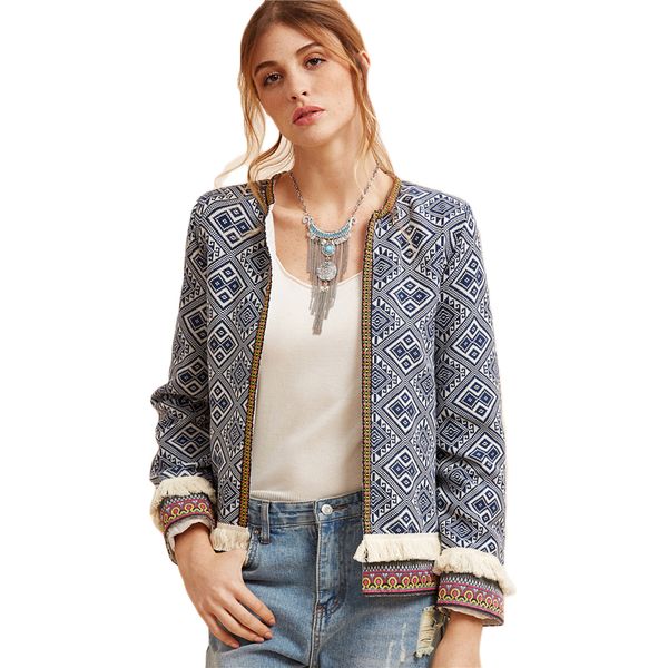 jacket blue vintage fringe tape trim women autumn coat female spring long sleeve elegant boho jacket outerwear, Black;brown
jacket blue vintage fringe tape trim women autumn coat female spring long sleeve elegant boho jacket outerwear, Black;brown