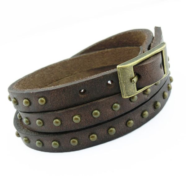 fashion personalized cowhide strap bracelet three circle rivet alloy bracelet cracked jewelry couple, Black
fashion personalized cowhide strap bracelet three circle rivet alloy bracelet cracked jewelry couple, Black