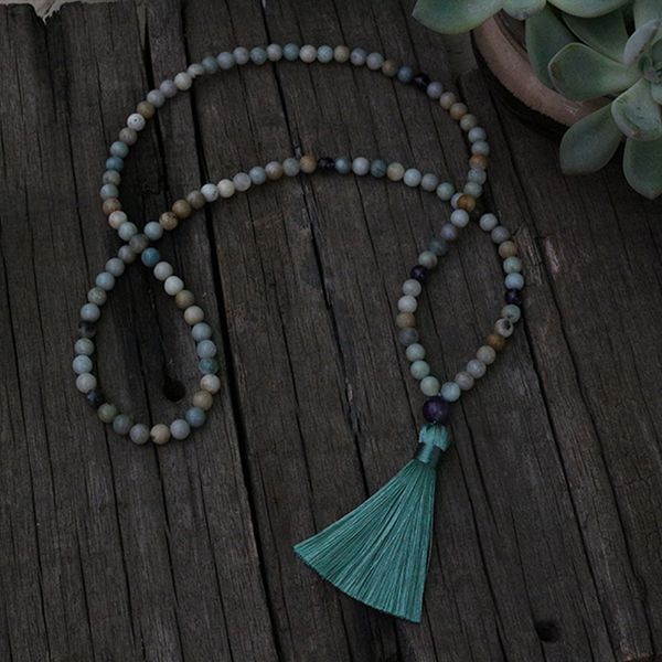 100% 8mm natural beads, amazonite stone, amethyst crystal, japamala,yoga necklace,108 count mala with mantra style marker beads, Silver
100% 8mm natural beads, amazonite stone, amethyst crystal, japamala,yoga necklace,108 count mala with mantra style marker beads, Silver
