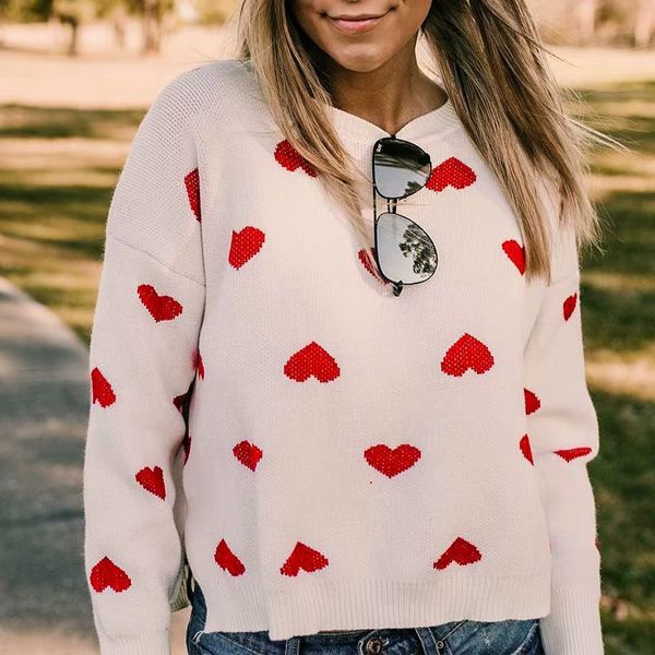 women casual fashion heart knit sweater jumpers pullovers 2019 autumn winter new arrivals, White;black
women casual fashion heart knit sweater jumpers pullovers 2019 autumn winter new arrivals, White;black