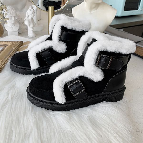 women boots 2019 winter warm plush anti-skiing falt bottom motorcycle snow boots female platform wild cotton shoes, Black
women boots 2019 winter warm plush anti-skiing falt bottom motorcycle snow boots female platform wild cotton shoes, Black