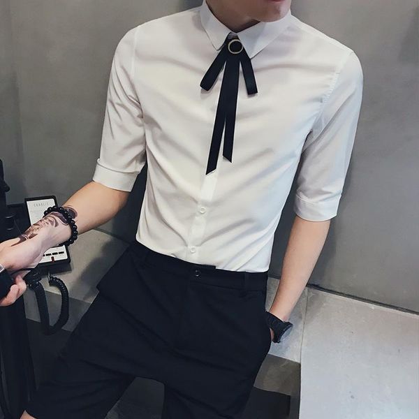 camisa masculina men shirt half sleeve 2019 mens casual slim fit shirts wedding shirts night club tuxedos chemise homme, White;black
camisa masculina men shirt half sleeve 2019 mens casual slim fit shirts wedding shirts night club tuxedos chemise homme, White;black