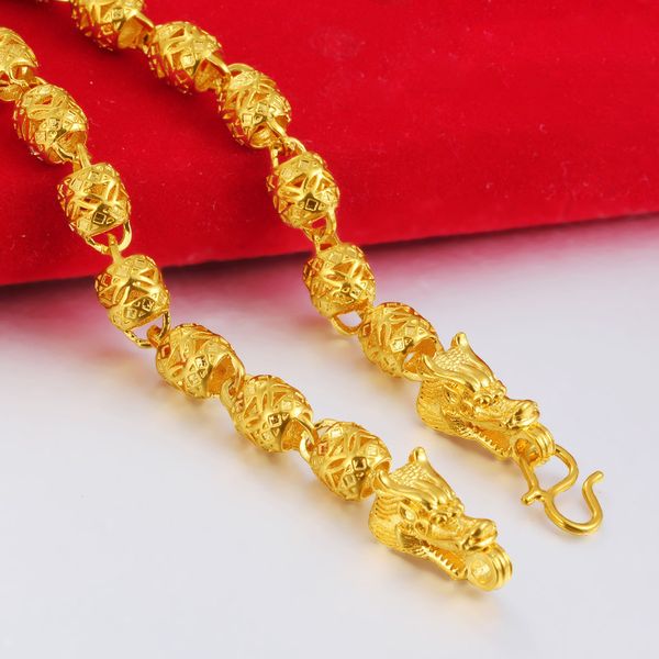 gothic style mens bracelet yellow gold filled hollow bead wrist chain fashion dragon head bracelets, Black
gothic style mens bracelet yellow gold filled hollow bead wrist chain fashion dragon head bracelets, Black