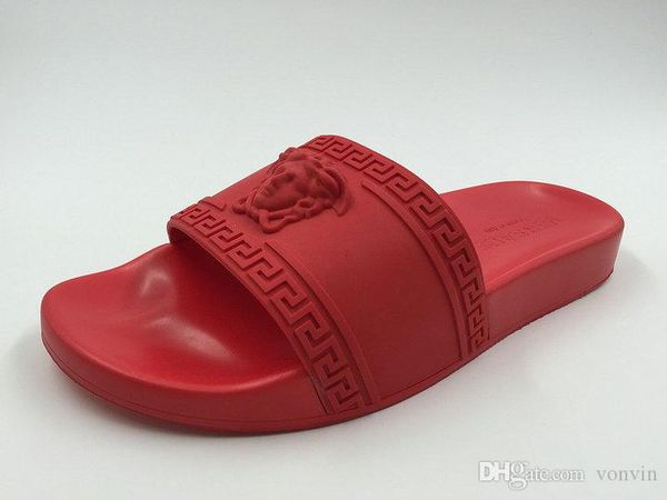 2019 new designer women mens beach slide sandals medusa scuffs slippers white red beach fashion slip-on designer sandals 36-45 with box, Black;grey
2019 new designer women mens beach slide sandals medusa scuffs slippers white red beach fashion slip-on designer sandals 36-45 with box, Black;grey