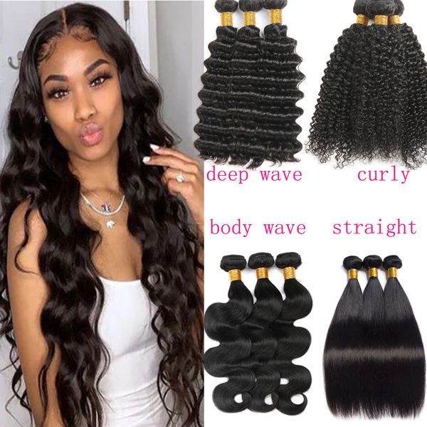 3 bundles 8-28 inch brazilian virgin remy human hair deep wave straight kinky curly body wave straight natural color can be dyed, Black 
3 bundles 8-28 inch brazilian virgin remy human hair deep wave straight kinky curly body wave straight natural color can be dyed, Black