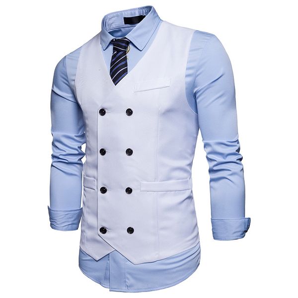 casual solid color men's double breasted vest suit vest men classic male slim fit formal business waistcoat man, Black;white
casual solid color men's double breasted vest suit vest men classic male slim fit formal business waistcoat man, Black;white