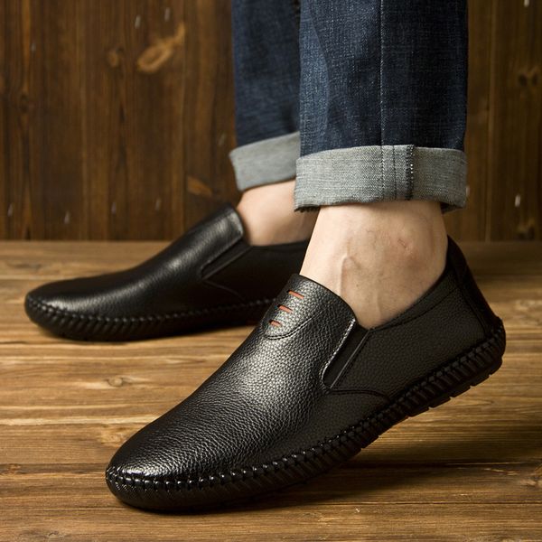 new leather men's shoes men's casual leather shoes soft sole comfortable father's formal men, Black
new leather men's shoes men's casual leather shoes soft sole comfortable father's formal men, Black