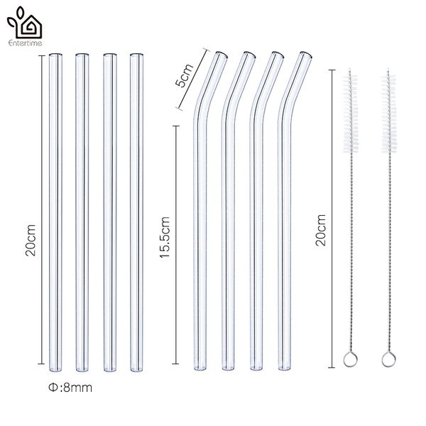 entertime set of 4pcs reusable bent glass straws+4pcs straight glass straws+2 pcs cleaner brush
entertime set of 4pcs reusable bent glass straws+4pcs straight glass straws+2 pcs cleaner brush