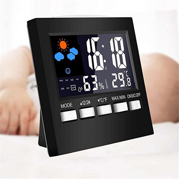 lcd alarm clock digital snooze table clock wake up light electronic time temperature humidity display home decoration
lcd alarm clock digital snooze table clock wake up light electronic time temperature humidity display home decoration