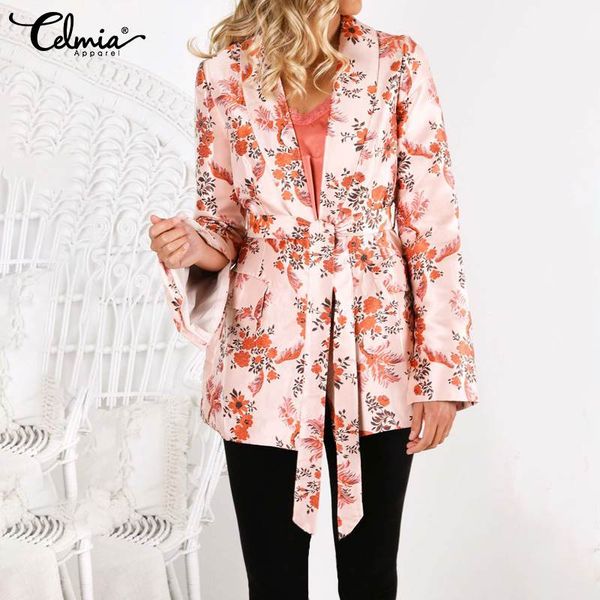 celmia 2019 autumn women floral vintage blazers suit ladies outwear female jackets casual sashes long sleeves pocket coats s-5xl, White;black
celmia 2019 autumn women floral vintage blazers suit ladies outwear female jackets casual sashes long sleeves pocket coats s-5xl, White;black