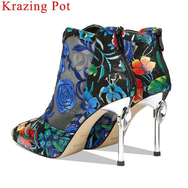 popular ethnic colorful flowers embroidery stiletto 9.5cm heels mesh zipper pointed toe summer boots wedding ankle boots l12, Black
popular ethnic colorful flowers embroidery stiletto 9.5cm heels mesh zipper pointed toe summer boots wedding ankle boots l12, Black