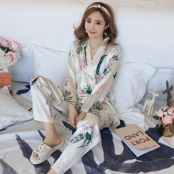 womens silk satin pajamas pyjamas set long sleeve sleepwear pijama pajamas suit female sleep two piece set loungewear, Blue;gray
womens silk satin pajamas pyjamas set long sleeve sleepwear pijama pajamas suit female sleep two piece set loungewear, Blue;gray