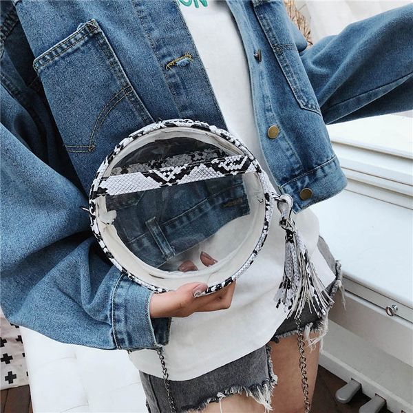 high women clear snakinskin pattern crossbody bag round transparent purse shoulder handbag with tassel ktc 66
high women clear snakinskin pattern crossbody bag round transparent purse shoulder handbag with tassel ktc 66