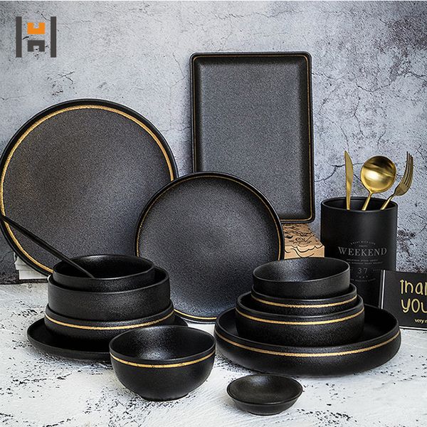 new product matte black dinner plates ceramic tableware 
new product matte black dinner plates ceramic tableware