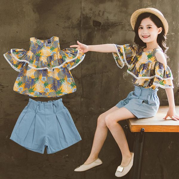2020 new girls clothing sets summer girl elegant print t-shirt+shorts 2pc suits children off shoulder outfits kids girls clothes, White
2020 new girls clothing sets summer girl elegant print t-shirt+shorts 2pc suits children off shoulder outfits kids girls clothes, White