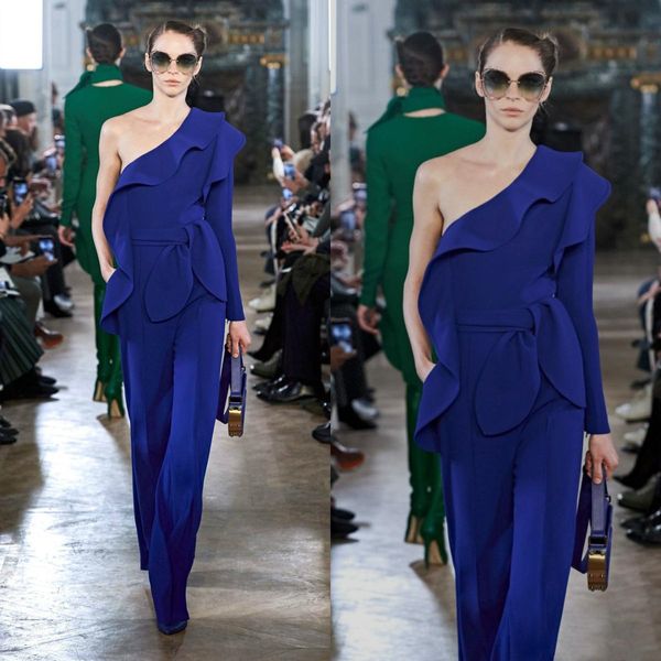 elie saab 2019 formal jumpsuits prom dresses royal blue one shoulder long sleeve evening party gowns plus size arabic suits, Black
elie saab 2019 formal jumpsuits prom dresses royal blue one shoulder long sleeve evening party gowns plus size arabic suits, Black