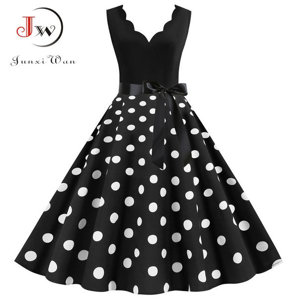 polka dot print vintage women summer dress black patchwork sleeveless v neck elegant party dresses casual plus size robe midi, Black;gray
polka dot print vintage women summer dress black patchwork sleeveless v neck elegant party dresses casual plus size robe midi, Black;gray